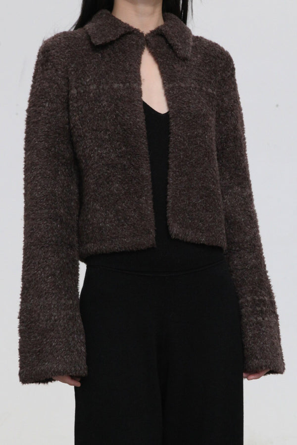 SWAYING/KNIT velvet small lapel jacket SW23AW1T72 coffee